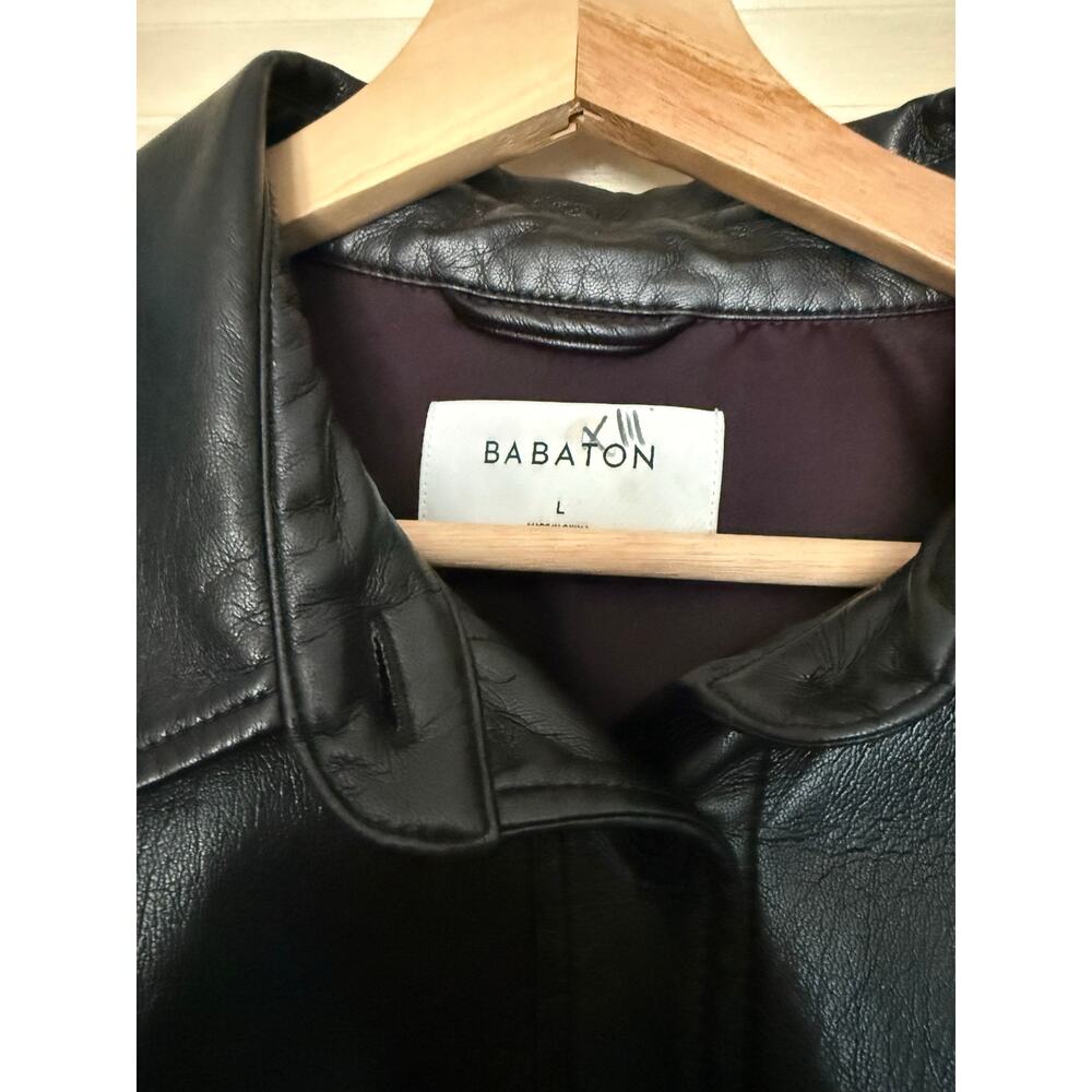 Aritzia Babaton Gabby Vegan Leather Shirt Jacket Black Large - Picture 7 of 8